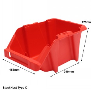 Stack & Nest Plastic Parts Bins Size C 10 Pack